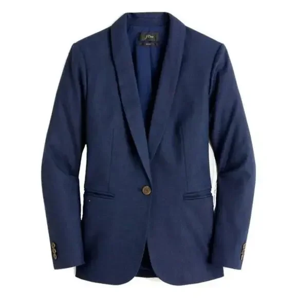 J. CREW Tall Parke Blazer Stretch Linen Navy Blue Sz 2 {K14}